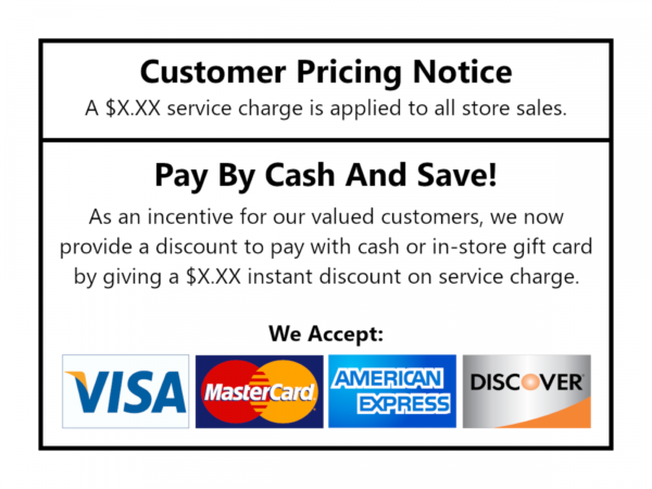 Charge credit fee processing card legal